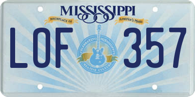 MS license plate LOF357