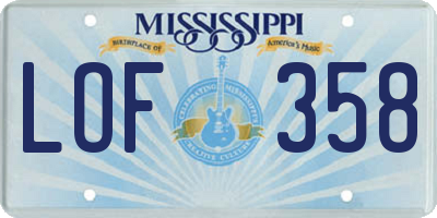 MS license plate LOF358