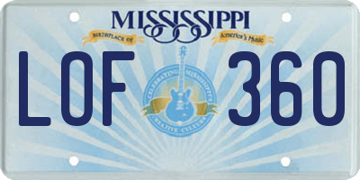 MS license plate LOF360