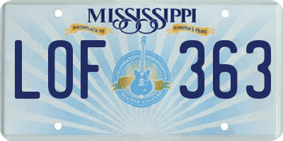 MS license plate LOF363