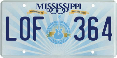 MS license plate LOF364