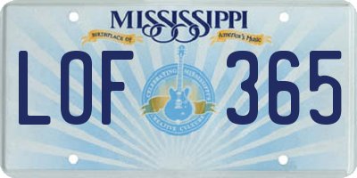 MS license plate LOF365