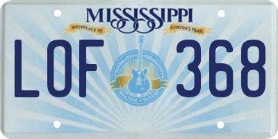 MS license plate LOF368