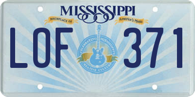 MS license plate LOF371