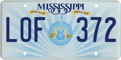 MS license plate LOF372