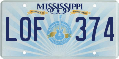 MS license plate LOF374