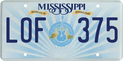 MS license plate LOF375