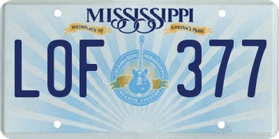 MS license plate LOF377