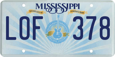 MS license plate LOF378