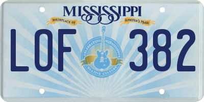 MS license plate LOF382