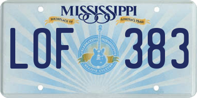 MS license plate LOF383
