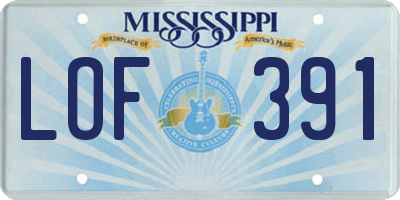 MS license plate LOF391
