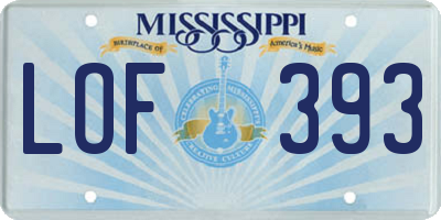 MS license plate LOF393