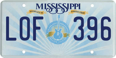MS license plate LOF396