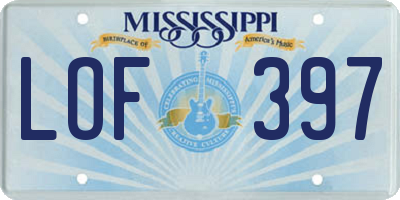 MS license plate LOF397