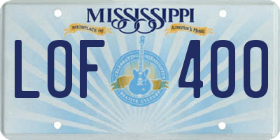MS license plate LOF400