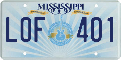 MS license plate LOF401