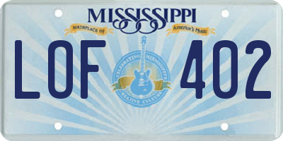 MS license plate LOF402