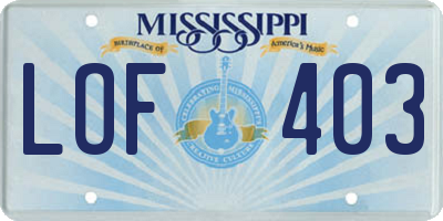 MS license plate LOF403