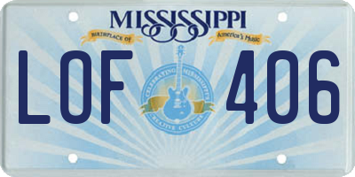 MS license plate LOF406