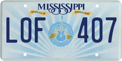 MS license plate LOF407