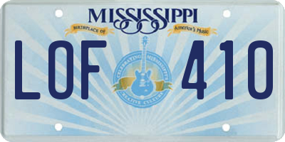 MS license plate LOF410