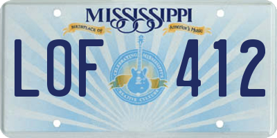 MS license plate LOF412