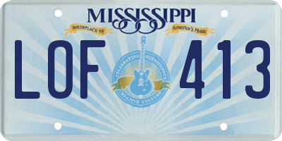 MS license plate LOF413