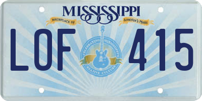 MS license plate LOF415