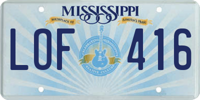 MS license plate LOF416
