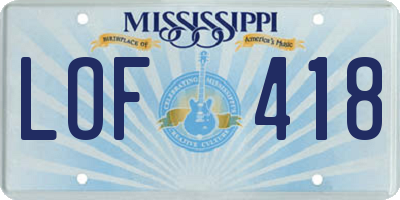 MS license plate LOF418