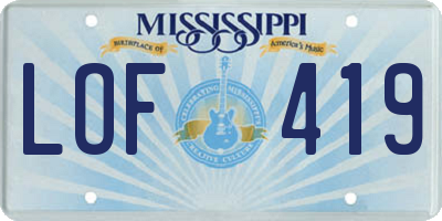 MS license plate LOF419