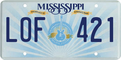 MS license plate LOF421