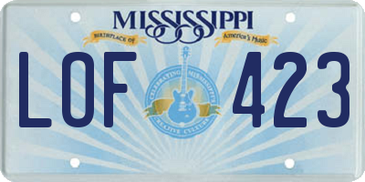 MS license plate LOF423