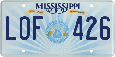 MS license plate LOF426