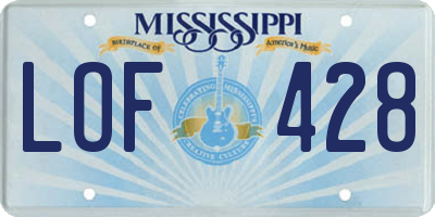 MS license plate LOF428