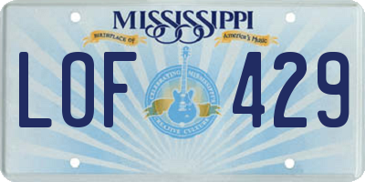 MS license plate LOF429