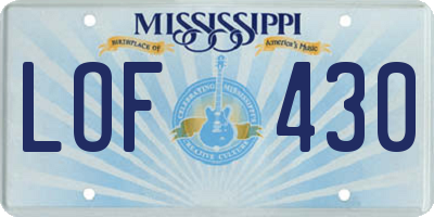 MS license plate LOF430