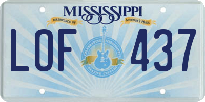 MS license plate LOF437