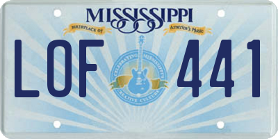 MS license plate LOF441