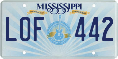 MS license plate LOF442