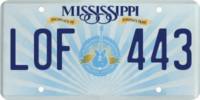MS license plate LOF443