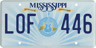 MS license plate LOF446