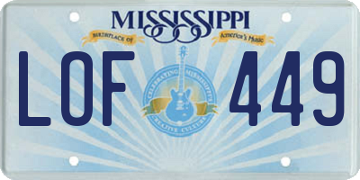 MS license plate LOF449