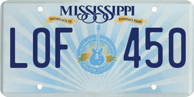 MS license plate LOF450