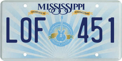 MS license plate LOF451