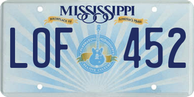 MS license plate LOF452