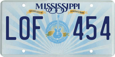 MS license plate LOF454