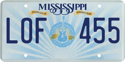 MS license plate LOF455