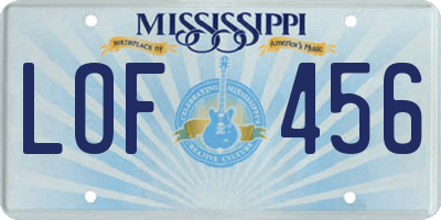 MS license plate LOF456